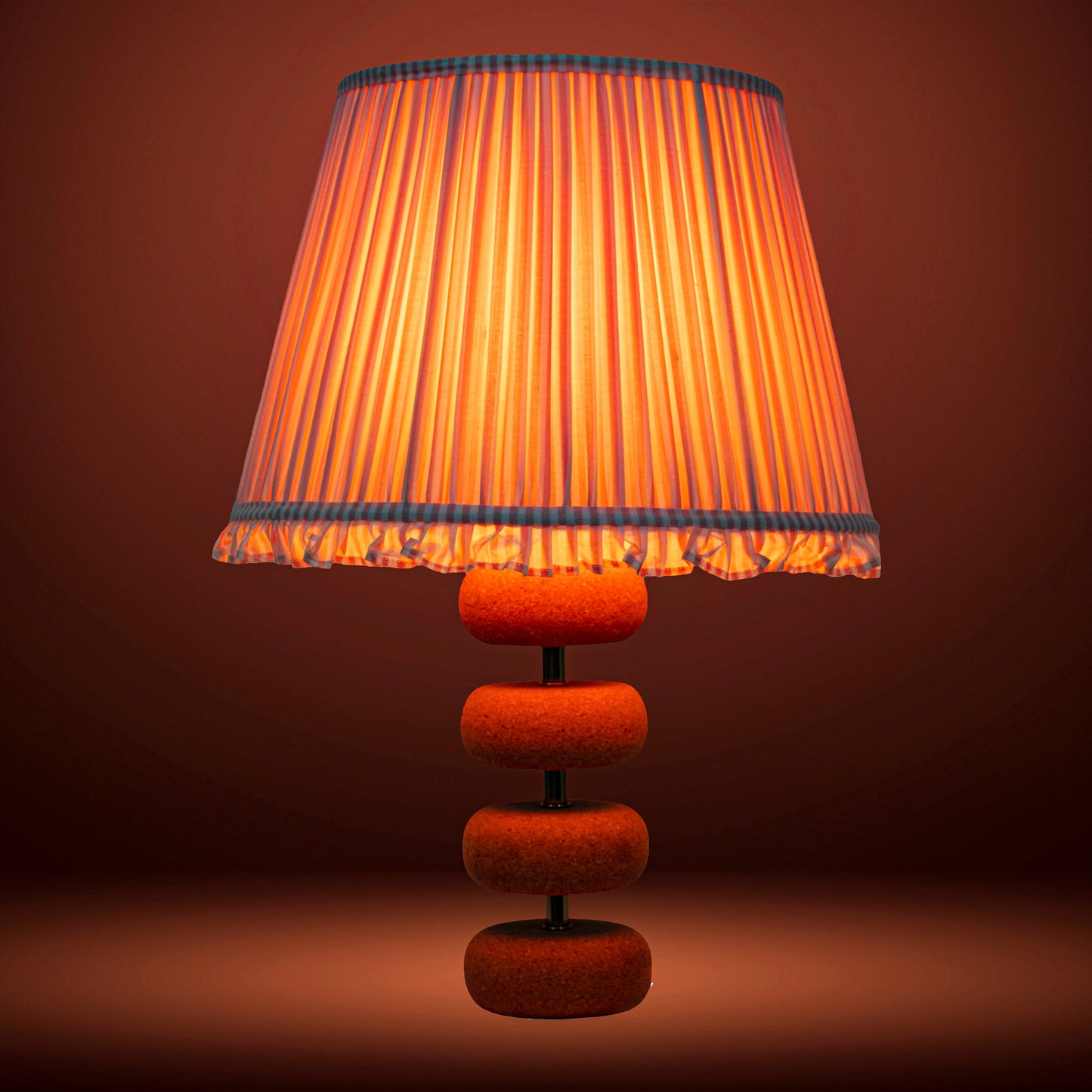 Lume Floating Oval Steps Table Lamp in Natural Cork with Lampshade