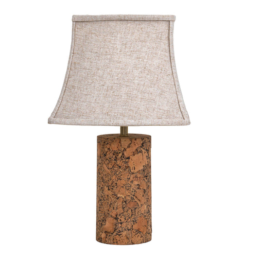 Terra Column Table Lamp in Natural Cork with Lampshade
