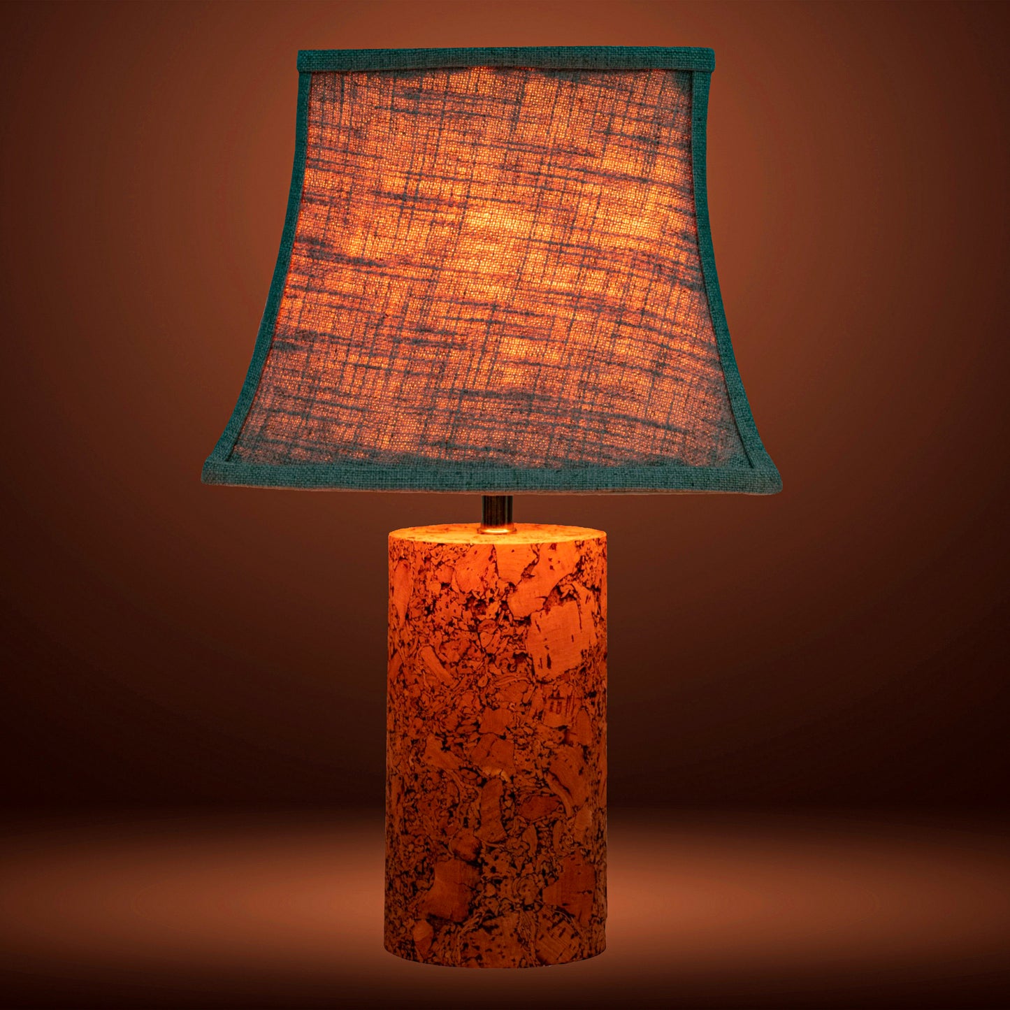 Terra Column Table Lamp in Natural Cork with Lampshade
