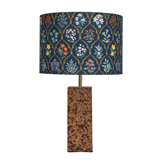 Terra Block Table Lamp in Natural Cork with Lampshade