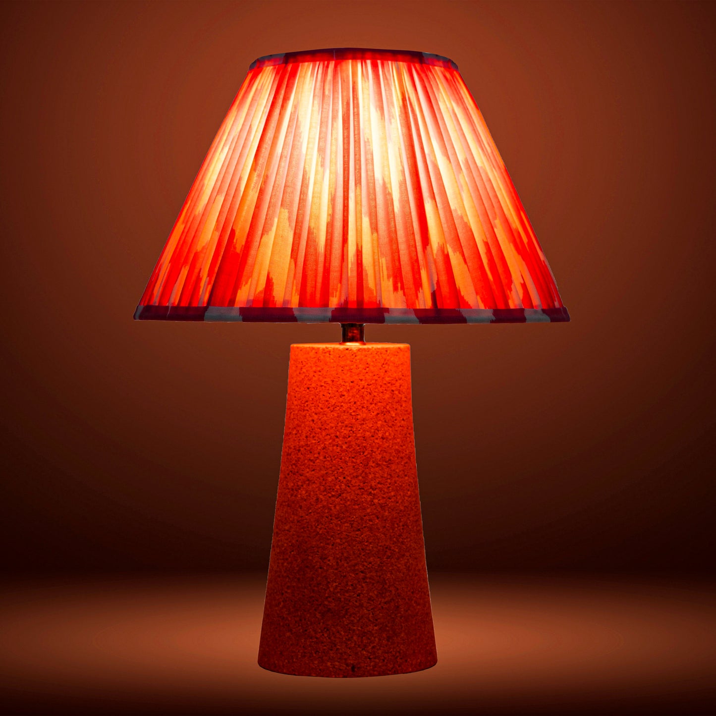 Terra Conica Table Lamp in Natural Cork with Lampshade