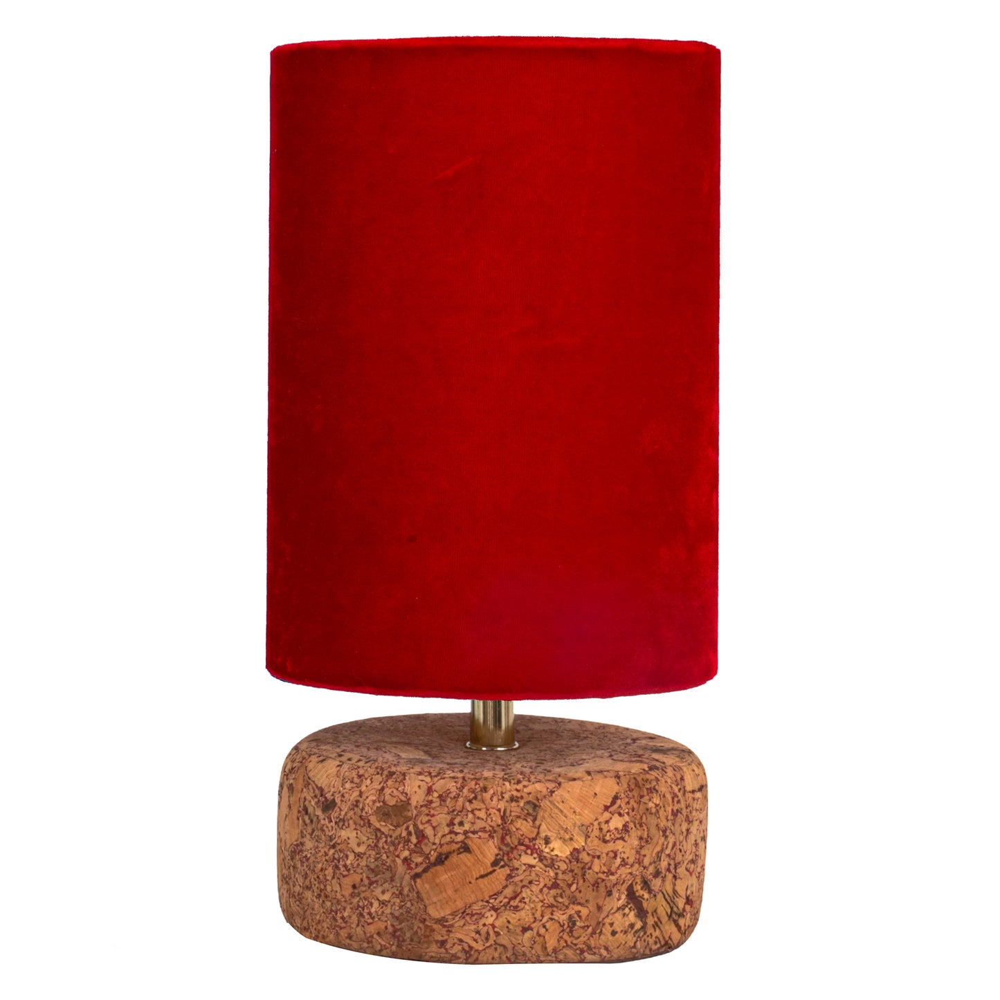 Aurelia Table Lamp in Natural Cork with Red Velvet Tall Drum Shade