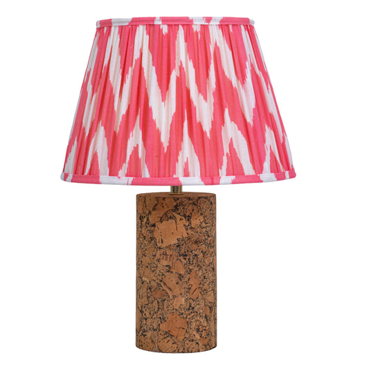 Terra Column Table Lamp in Natural Cork with Lampshade