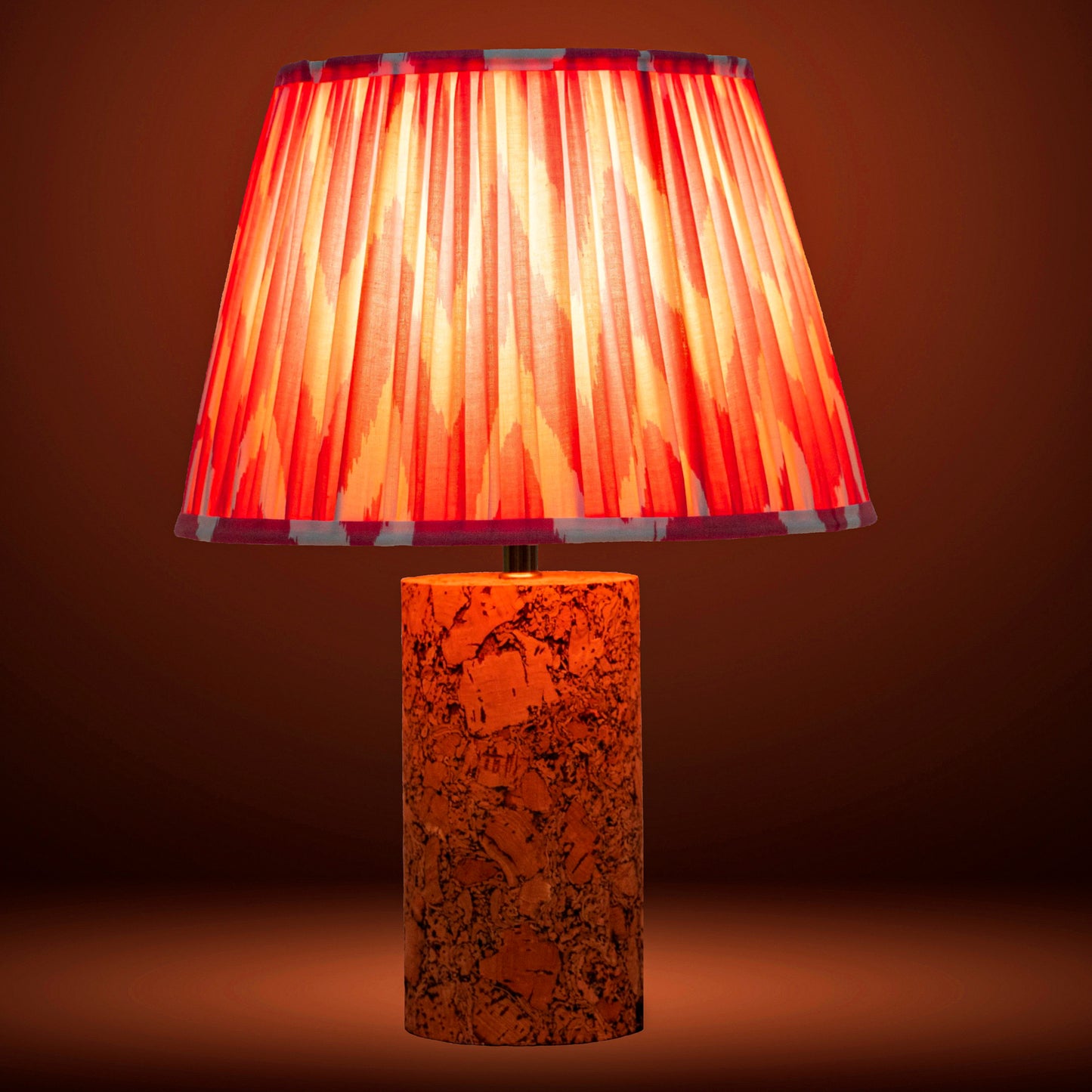 Terra Column Table Lamp in Natural Cork with Lampshade