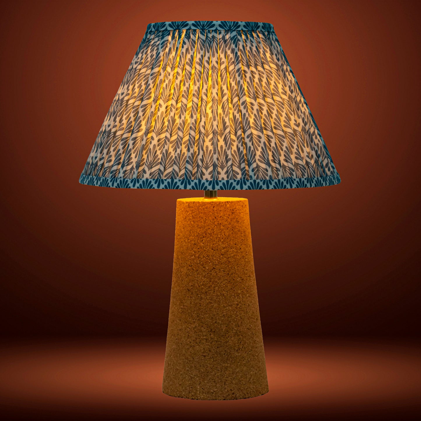 Terra Conica Table Lamp in Natural Cork with Lampshade