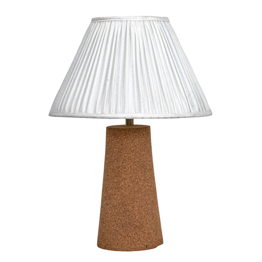 Terra Conica Table Lamp in Natural Cork with Silk Lampshade