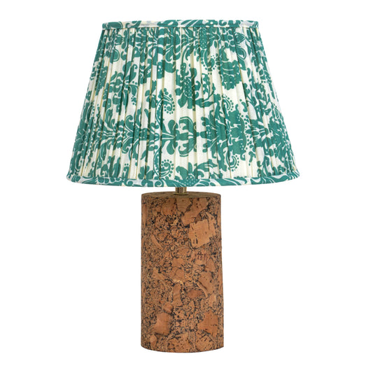 Terra Column Table Lamp in Natural Cork with Lampshade