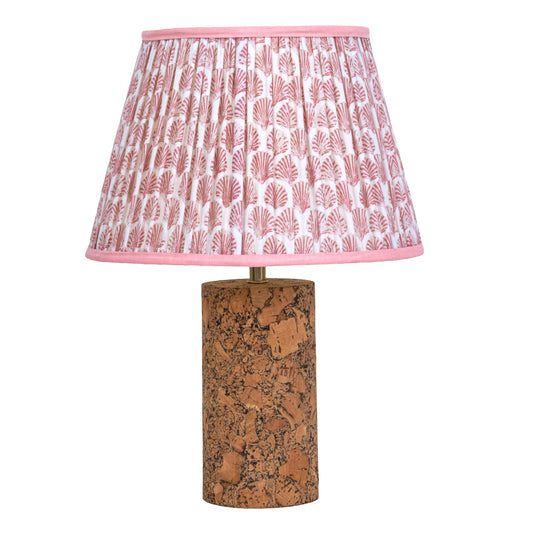 Terra Column Table Lamp in Natural Cork with Lampshade