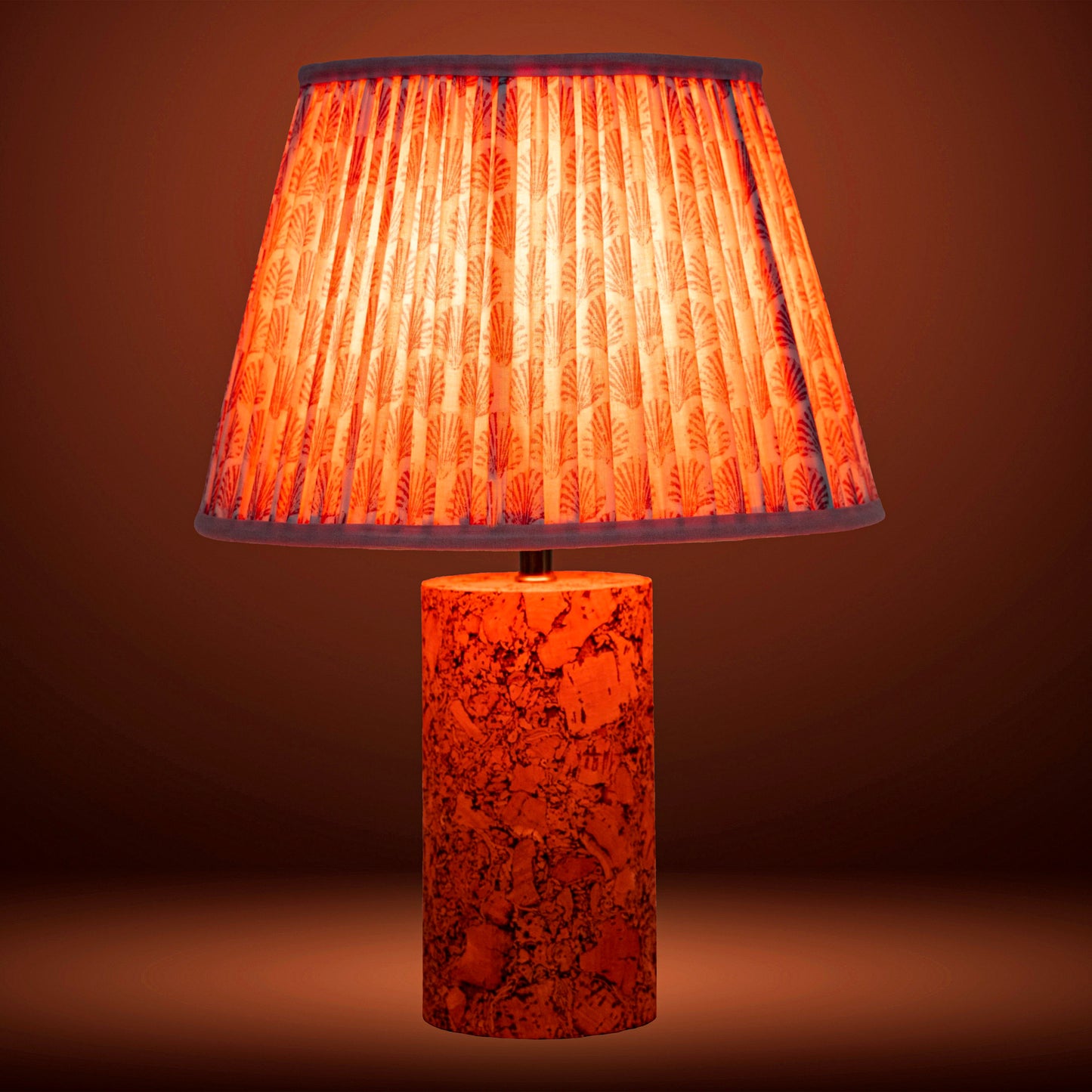 Terra Column Table Lamp in Natural Cork with Lampshade