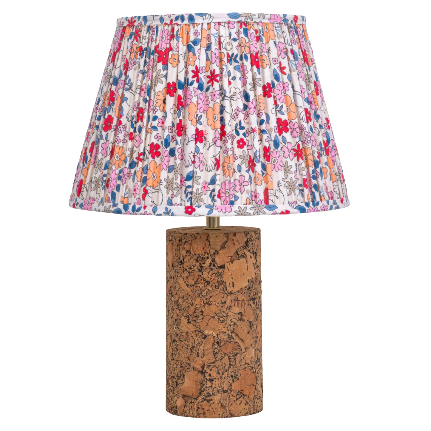 Terra Column Table Lamp in Natural Cork with Lampshade