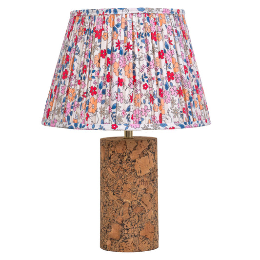 Terra Column Table Lamp in Natural Cork with Lampshade