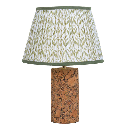 Terra Column Table Lamp in Natural Cork with Lampshade
