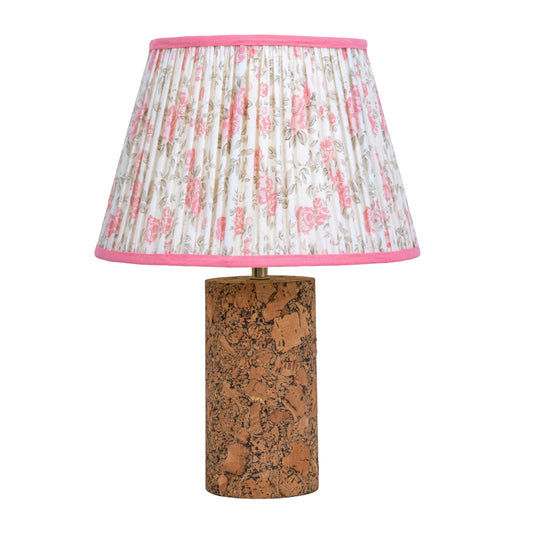 Terra Column Table Lamp in Natural Cork with Lampshade
