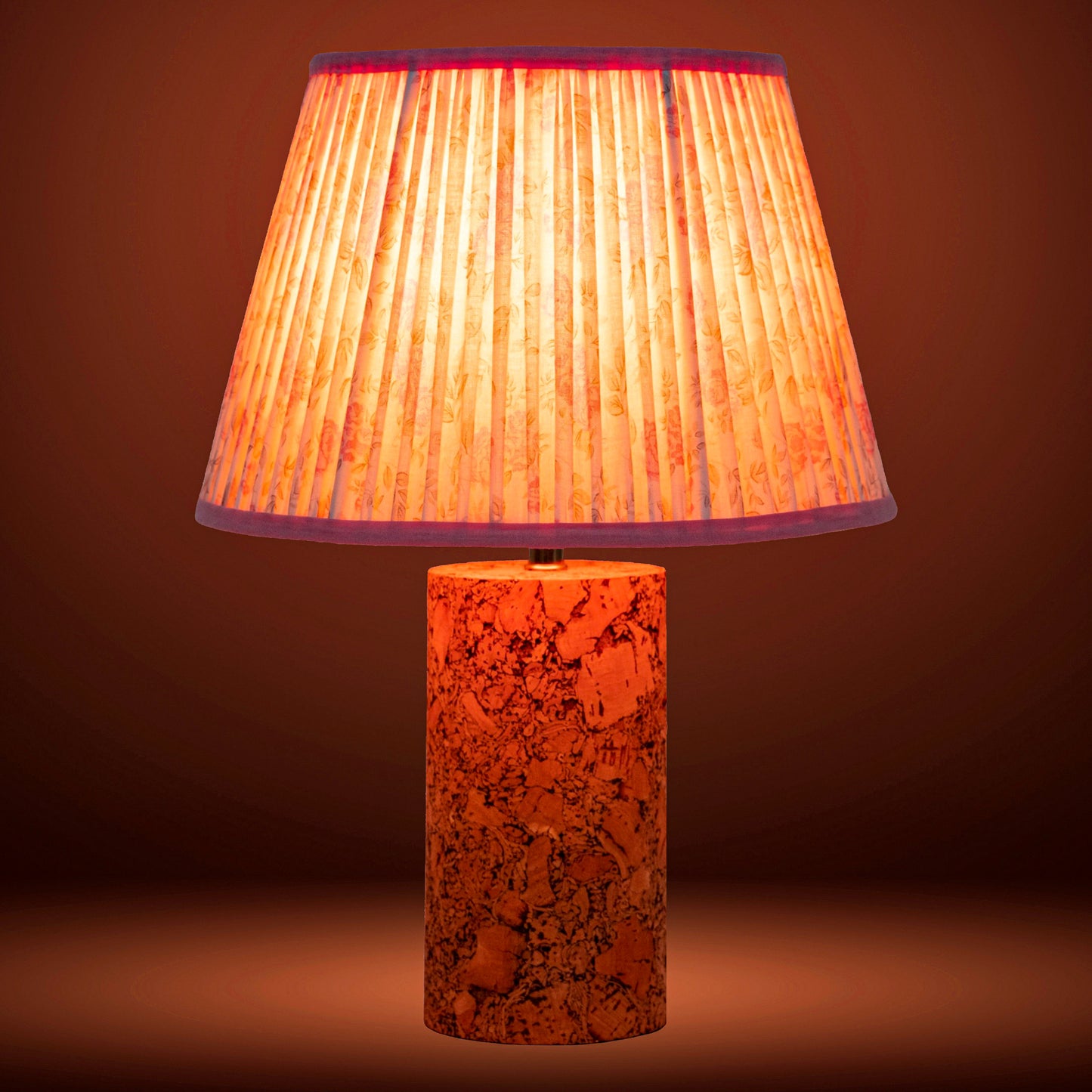 Terra Column Table Lamp in Natural Cork with Lampshade