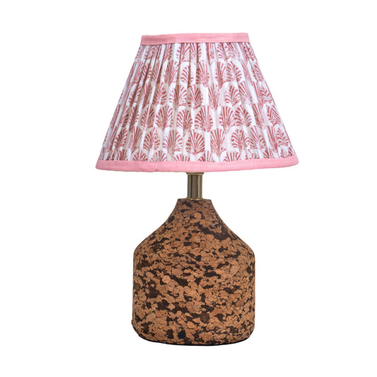 Arc Table Lamp in Handcrafted Natural Cork with Lampshade