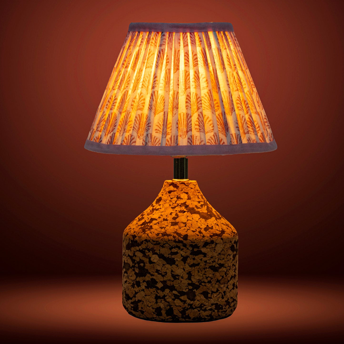 Arc Table Lamp in Handcrafted Natural Cork with Lampshade