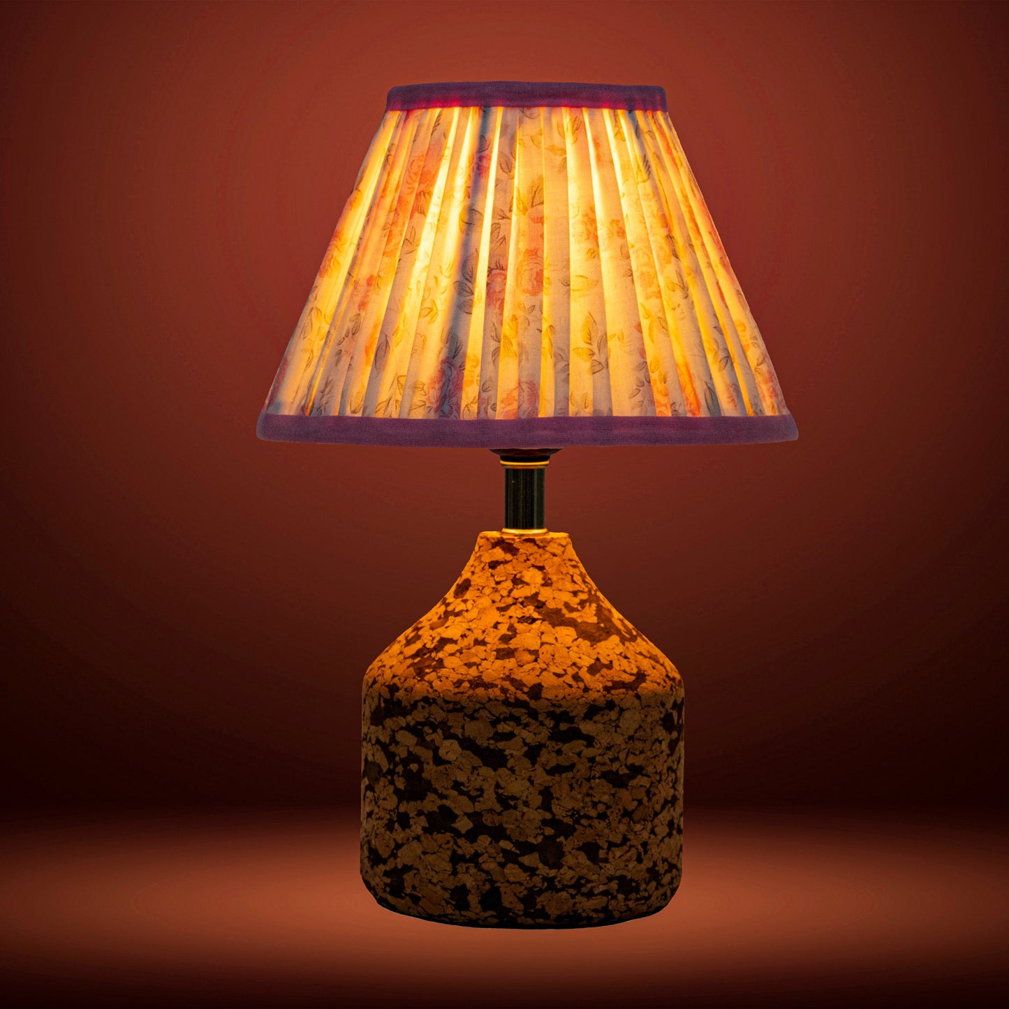 Arc Table Lamp in Handcrafted Natural Cork with Lampshade