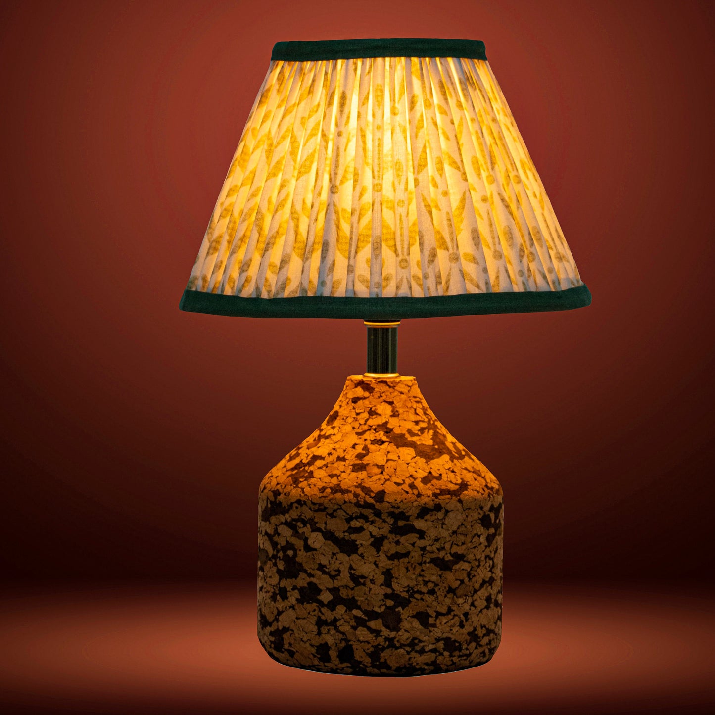 Arc Table Lamp in Handcrafted Natural Cork with Lampshade