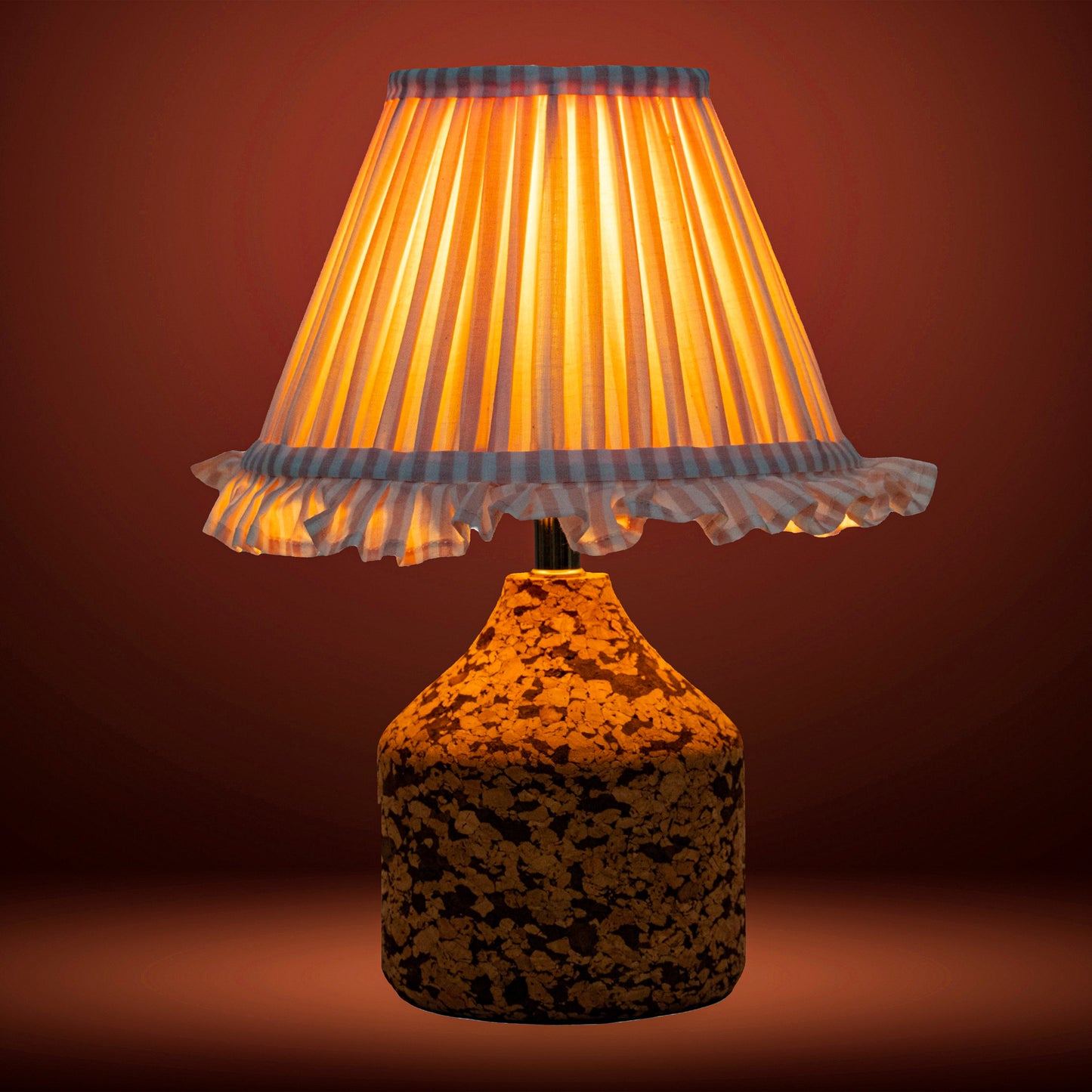 Arc Table Lamp in Handcrafted Natural Cork with Lampshade