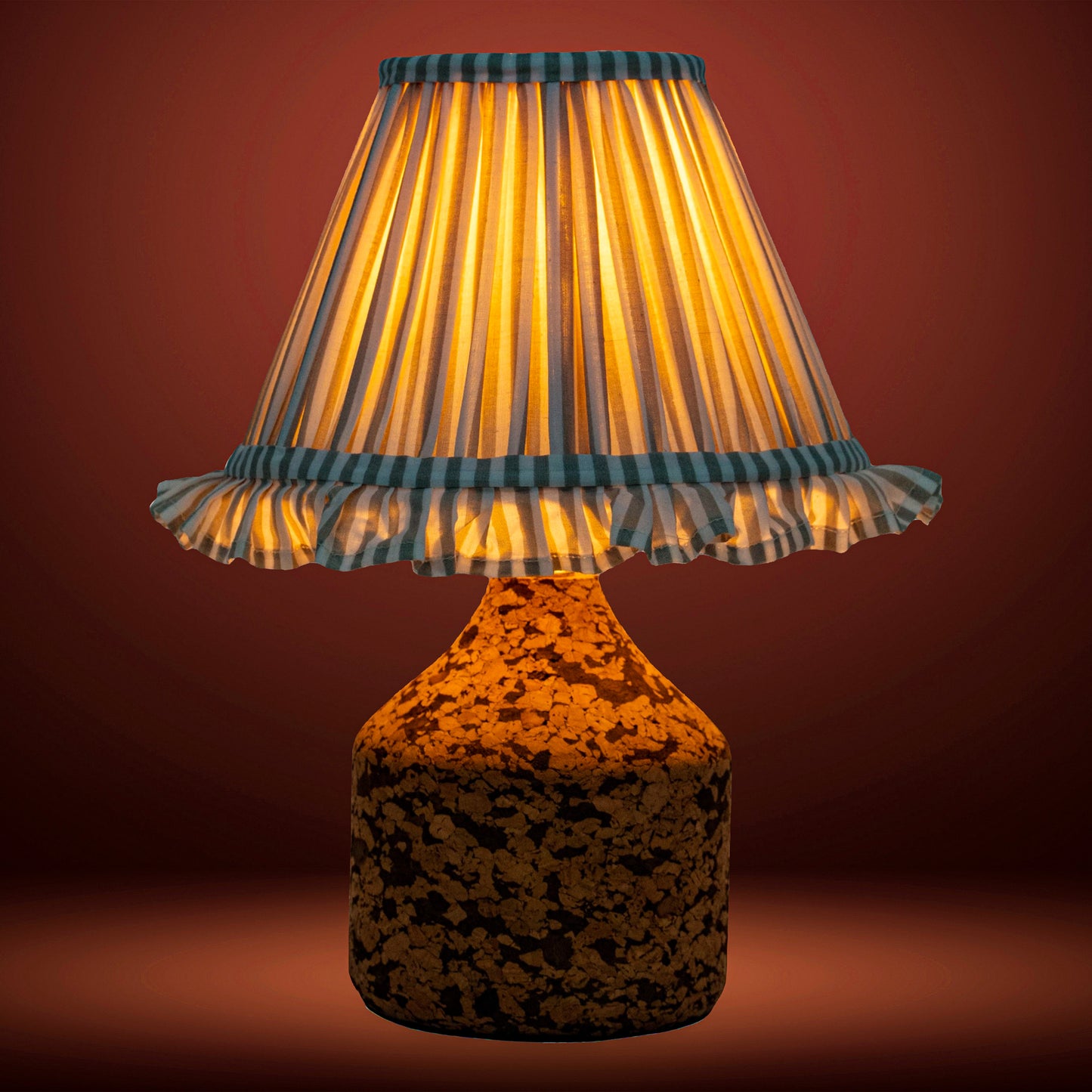 Arc Table Lamp in Handcrafted Natural Cork with Lampshade