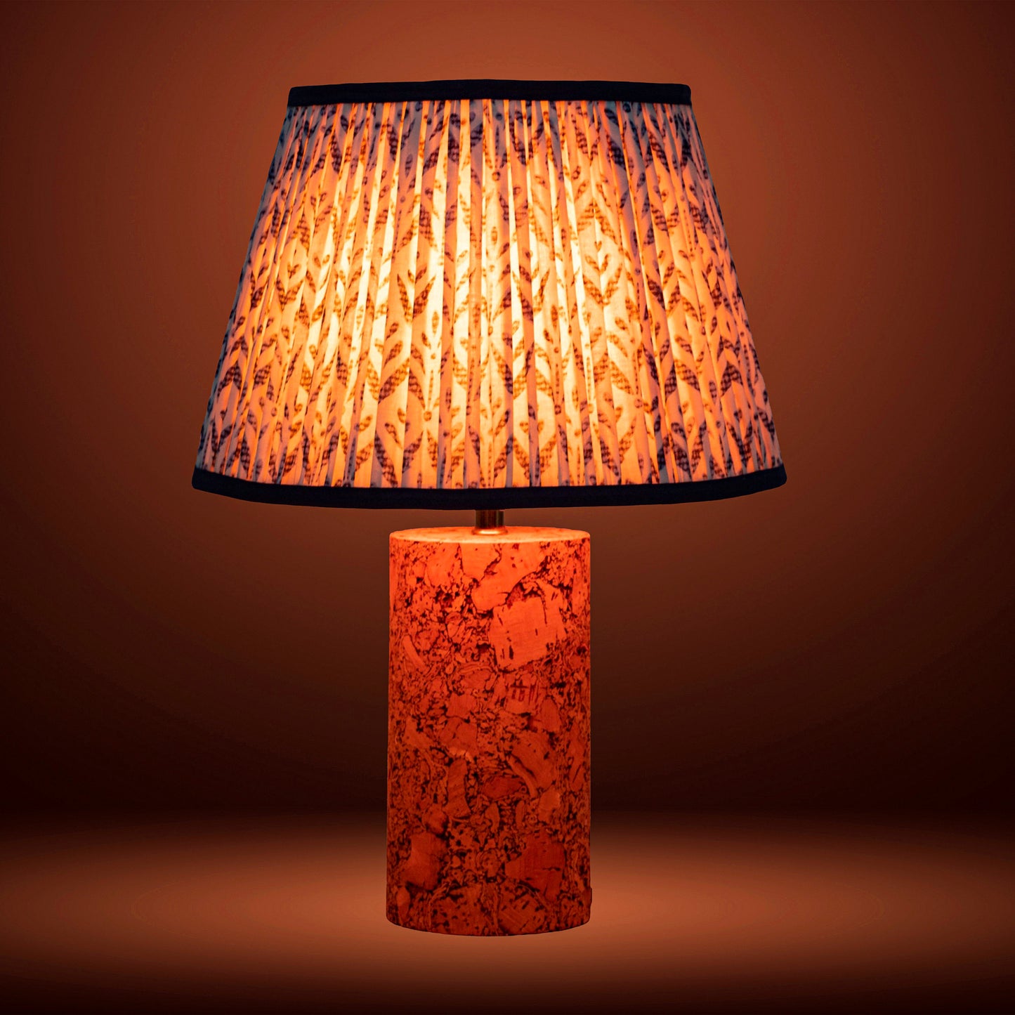 Terra Column Table Lamp in Natural Cork with Lampshade