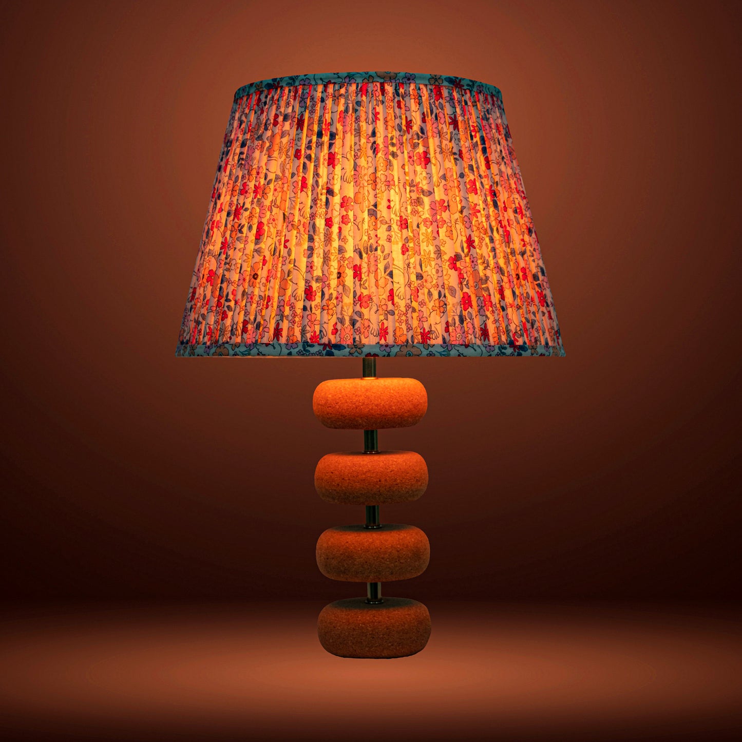 Lume Floating Oval Steps Table Lamp in Natural Cork with Lampshade