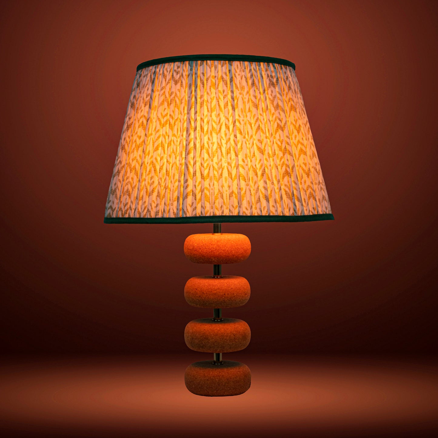 Lume Floating Oval Steps Table Lamp in Natural Cork with Lampshade