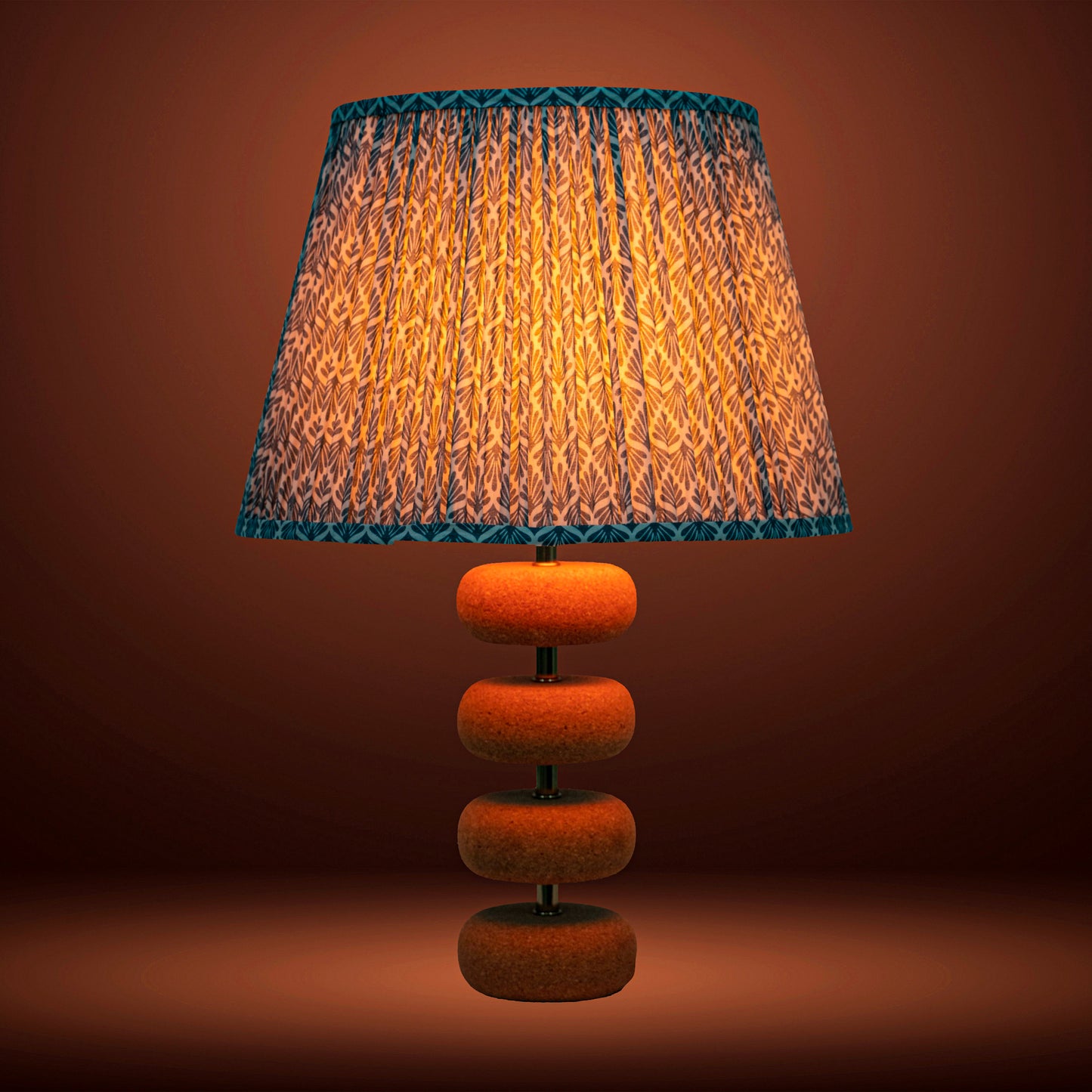 Lume Floating Oval Steps Table Lamp in Natural Cork with Lampshade