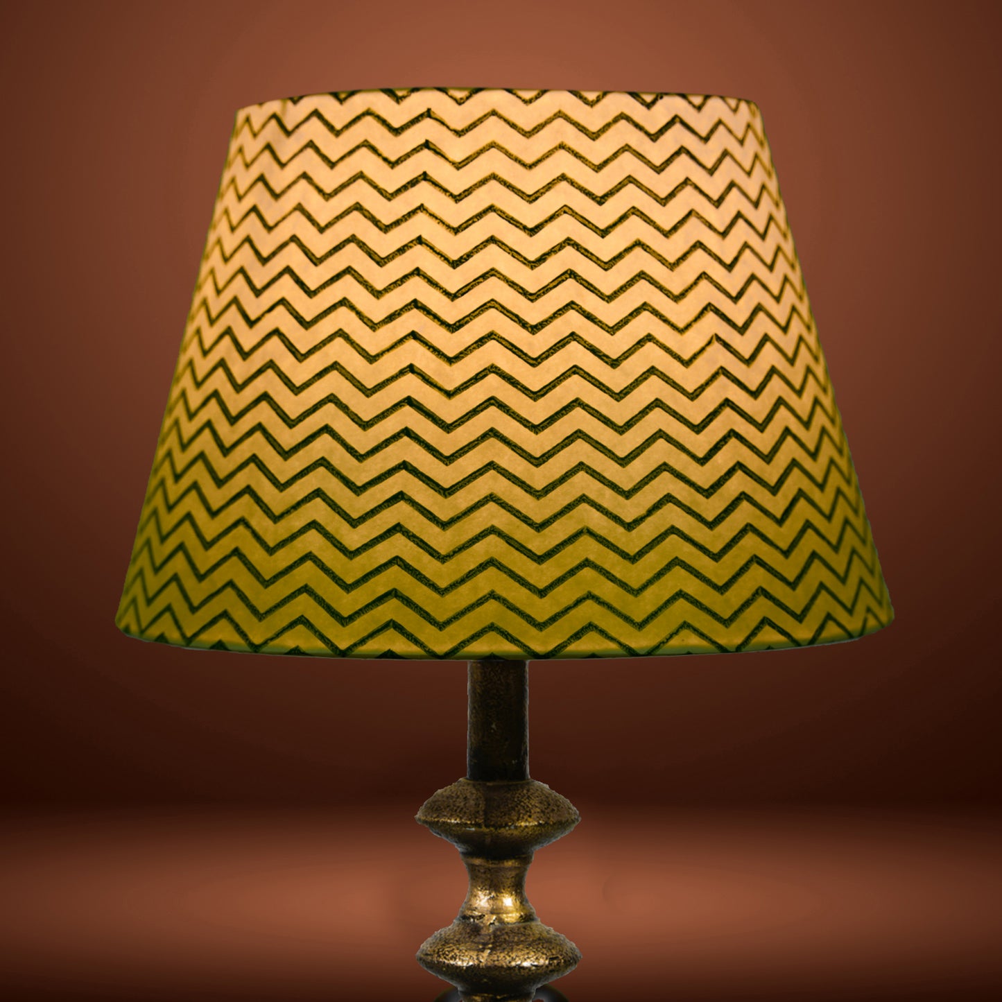 30cm straight empire premium hardback lampshade in block printed paper by Lampenschirm India