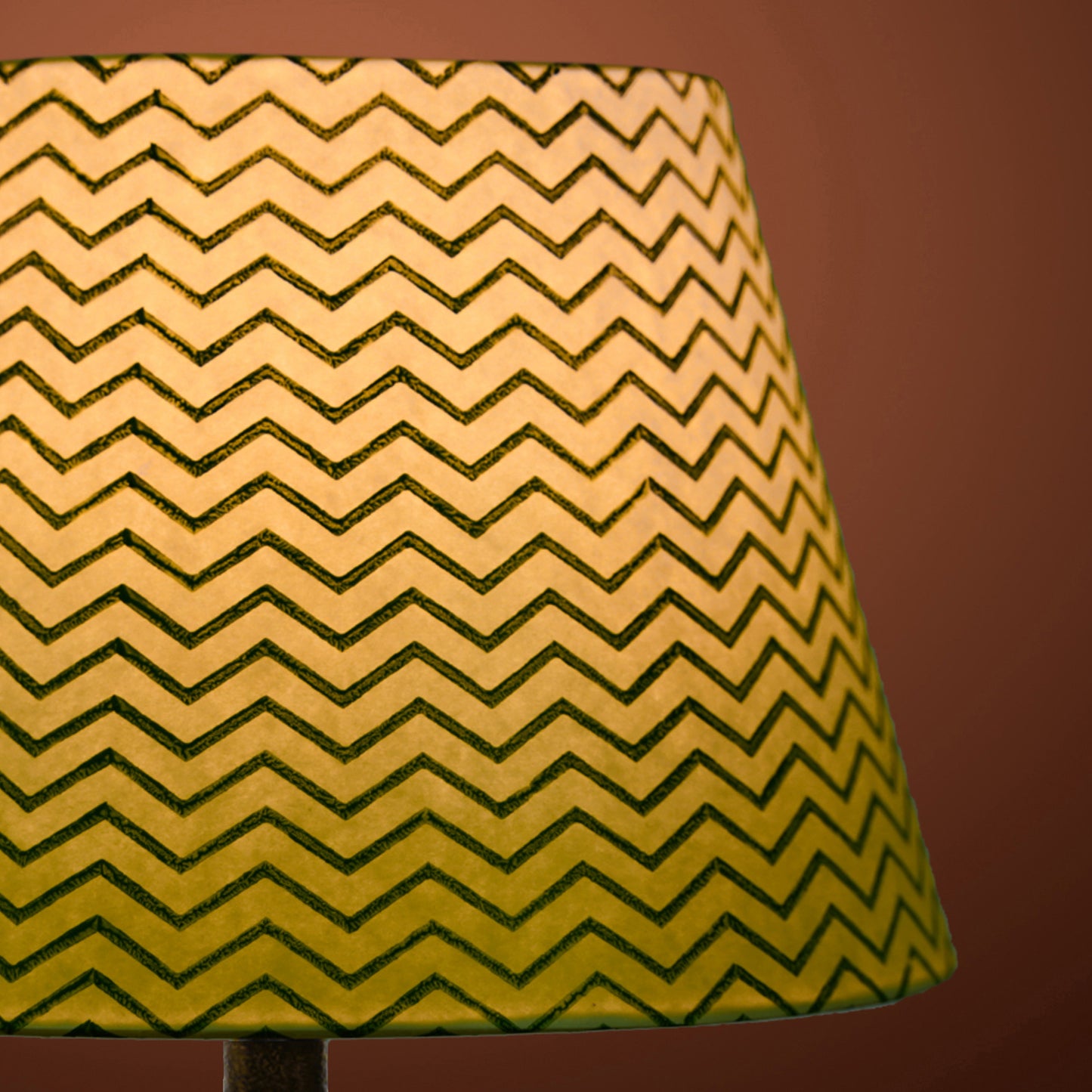 30cm straight empire premium hardback lampshade in block printed paper by Lampenschirm India