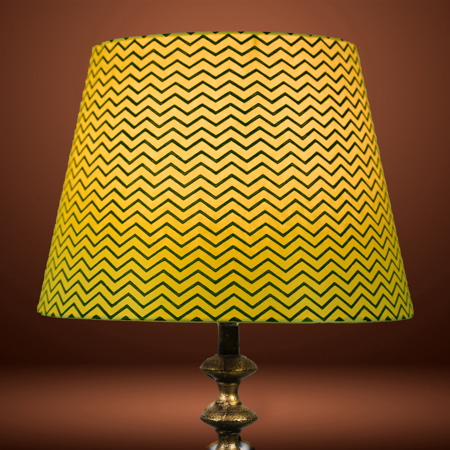40cm straight empire premium hardback lampshade in block printed paper by Lampenschirm India