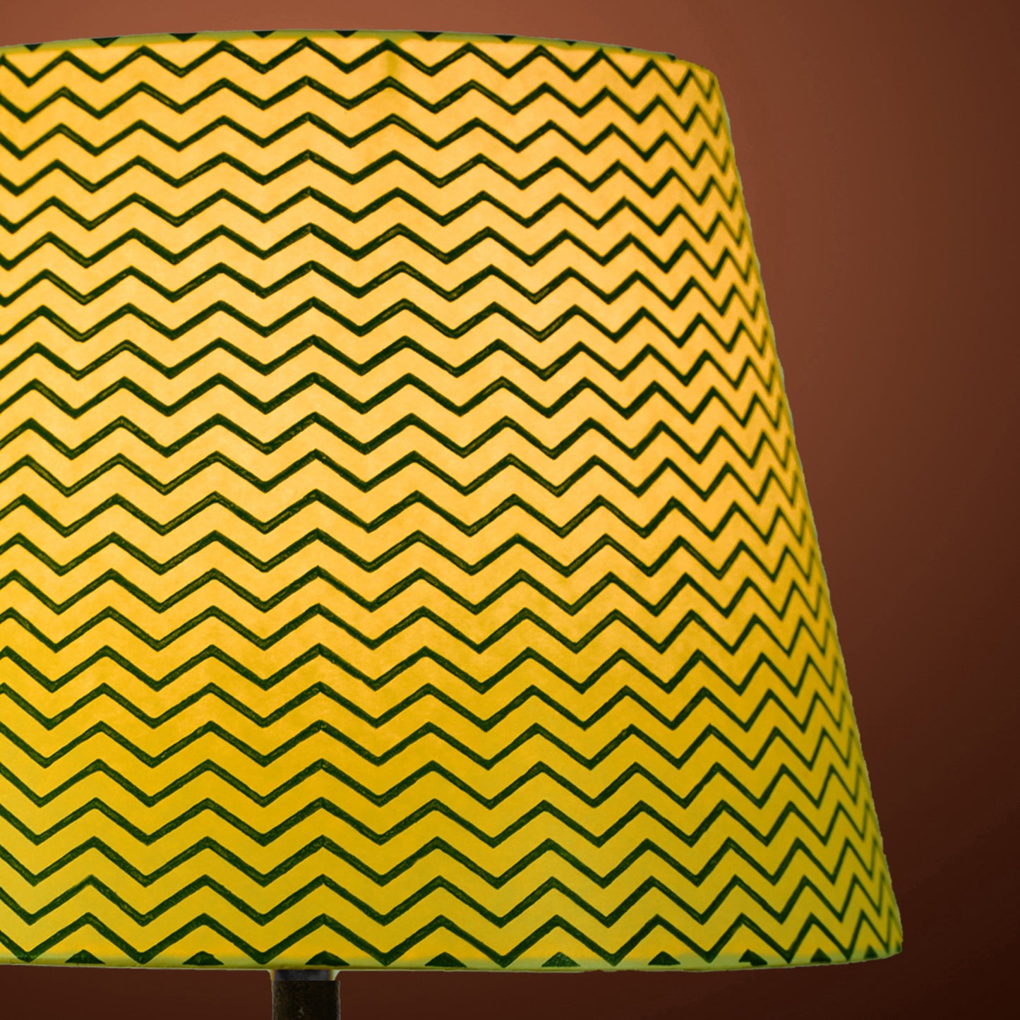 40cm straight empire premium hardback lampshade in block printed paper by Lampenschirm India