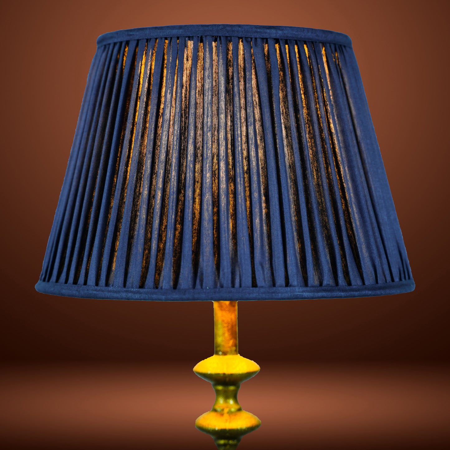 30cm straight empire premium softback lampshade in blue silk by Lampenschirm India