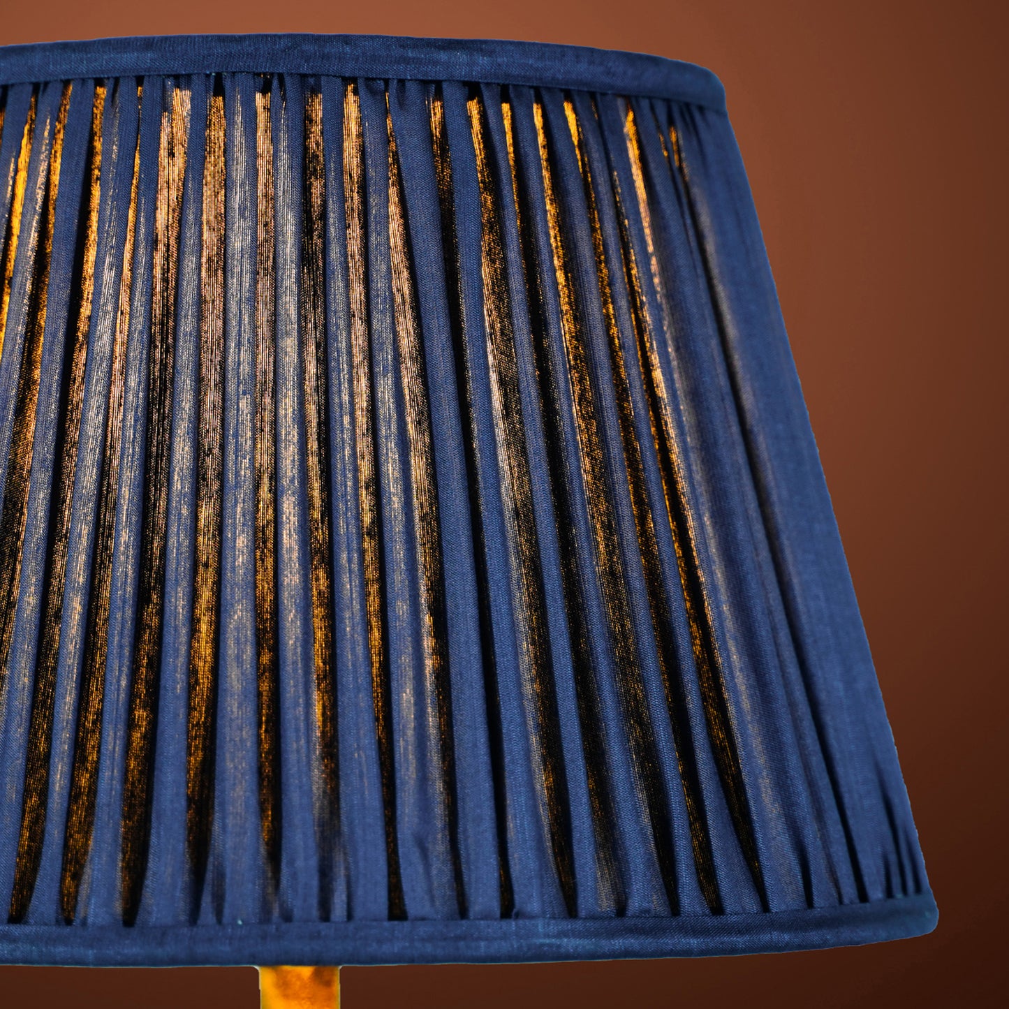 30cm straight empire premium softback lampshade in blue silk by Lampenschirm India