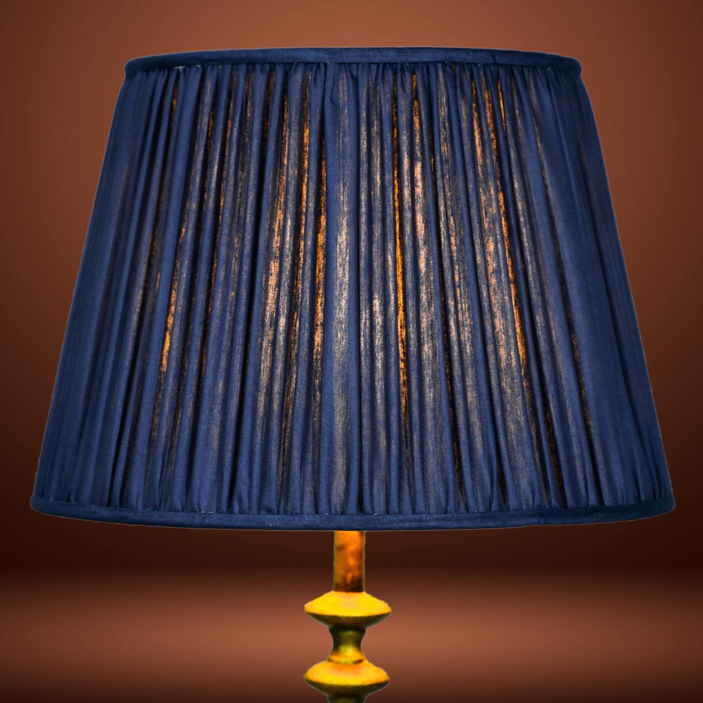 40cm straight empire premium softback lampshade in blue silk by Lampenschirm India