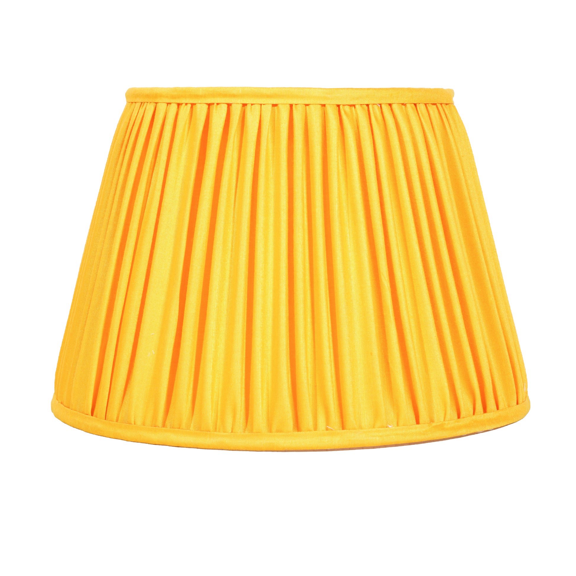 30cm straight empire premium softback lampshade in white silk by Lampenschirm India, House of Lampshades. Yellow Silk Lamp shades