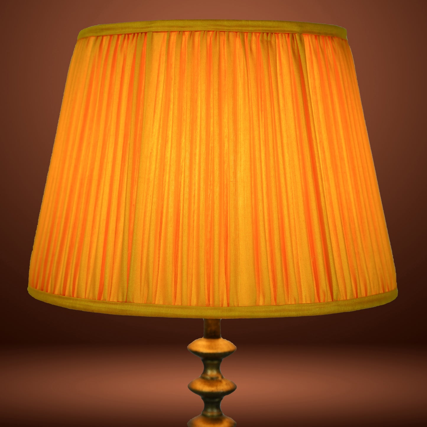 40cm straight empire premium softback lampshade in yellow silk by Lampenschirm India