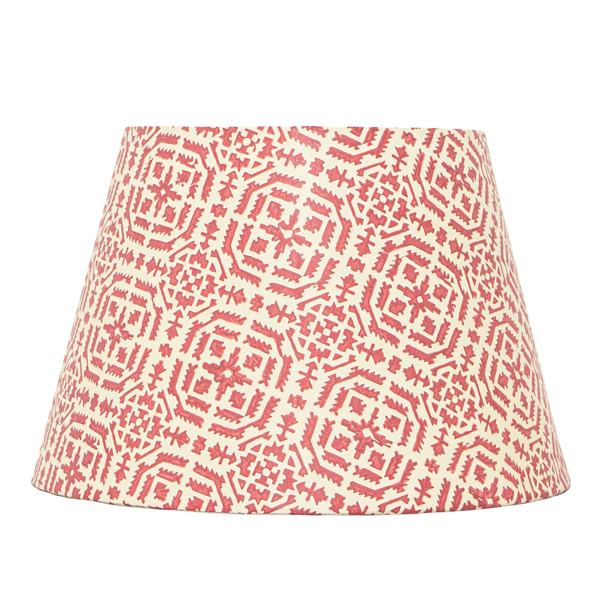 30cm straight empire premium hardback lampshade in block printed paper by Lampenschirm India, house of lampshades. Red Paper Lamp Shades