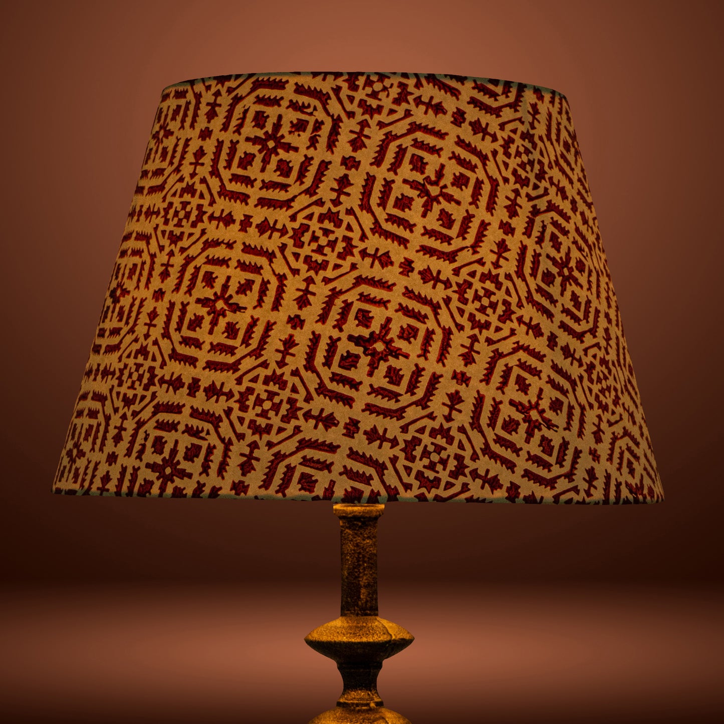 30cm straight empire premium hardback lamp shade in block printed paper by Lampenschirm India