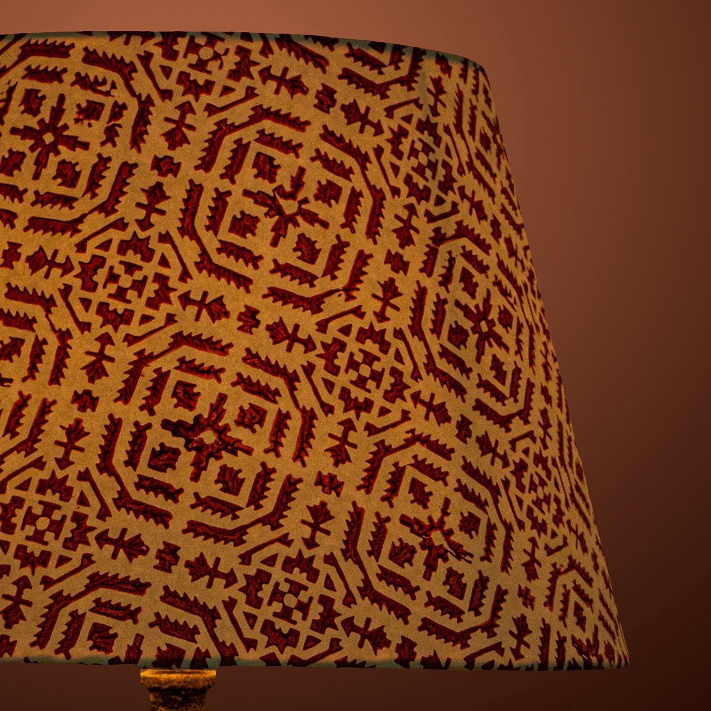 30cm straight empire premium hardback lamp shade in block printed paper by Lampenschirm India