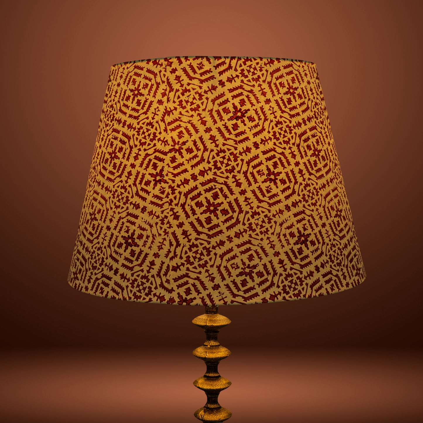40cm straight empire premium hardback lamp shade in block printed paper by Lampenschirm India
