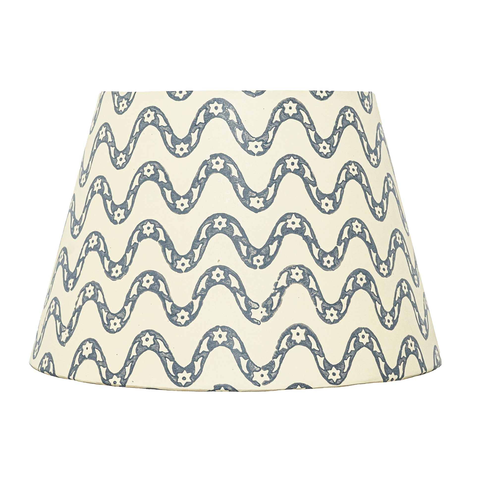 30cm straight empire premium hardback lampshade in block printed paper by Lampenschirm India, house of lampshades. Blue Paper Lamp Shades