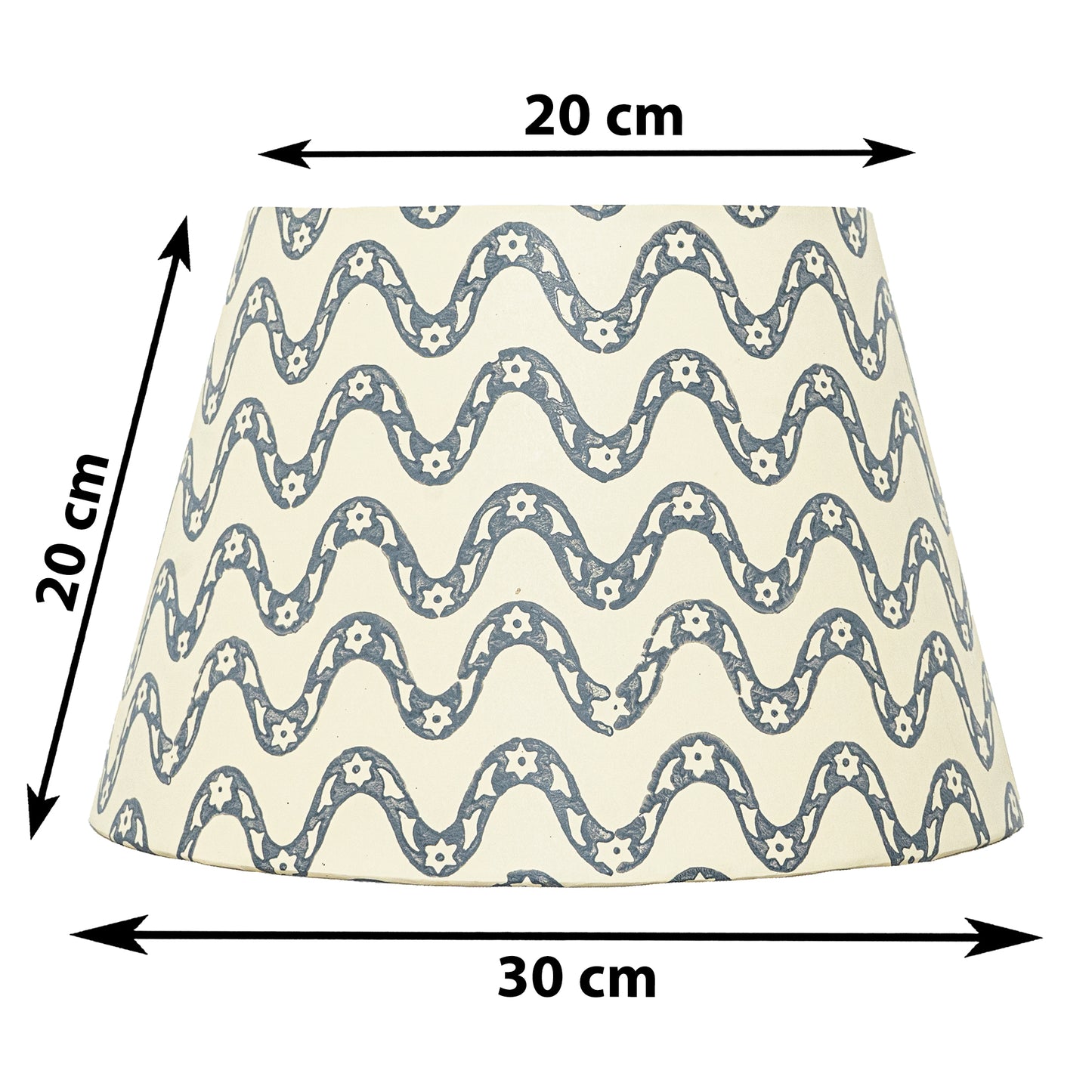 30cm straight empire premium hardback lampshade in block printed paper by Lampenschirm India