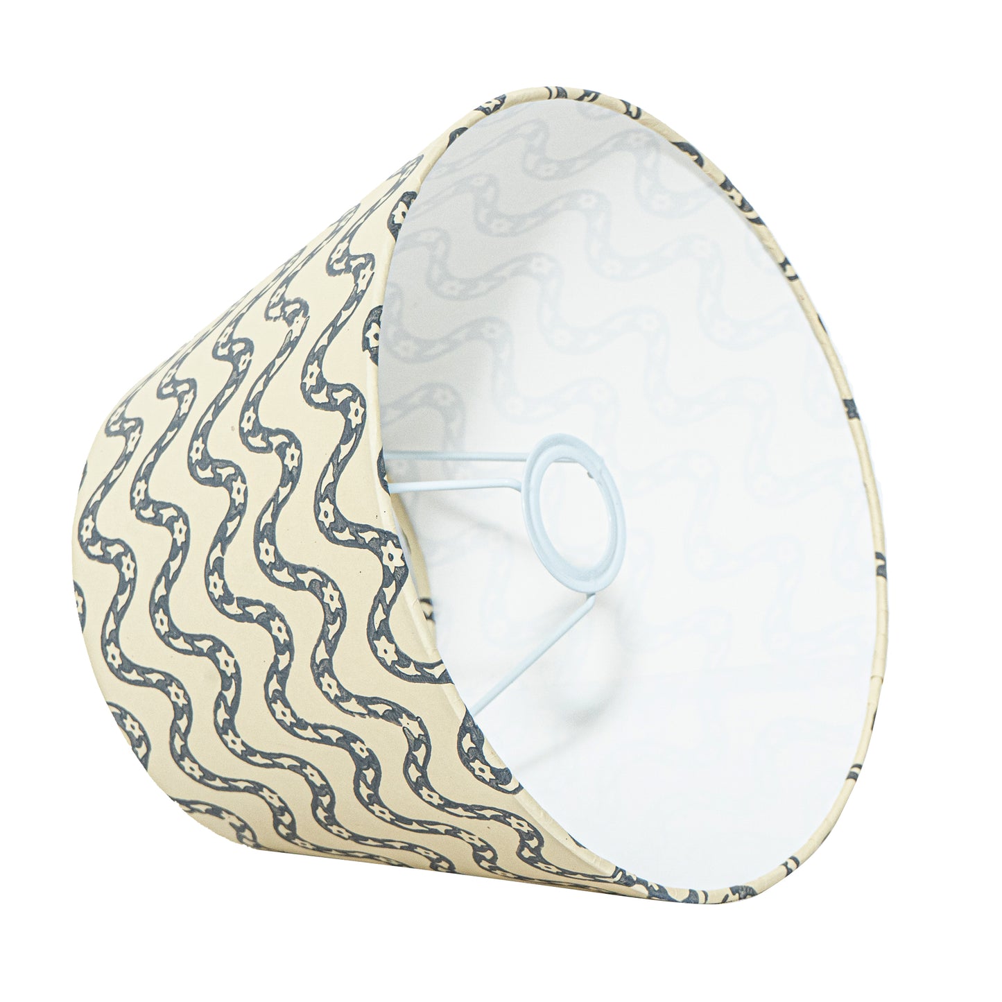30cm straight empire premium hardback lampshade in block printed paper by Lampenschirm India