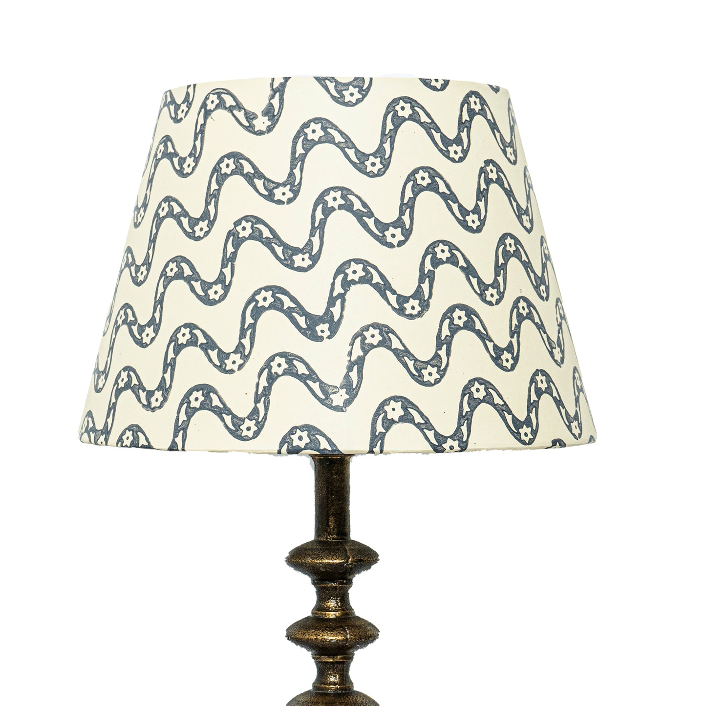 30cm straight empire premium hardback lampshade in block printed paper by Lampenschirm India