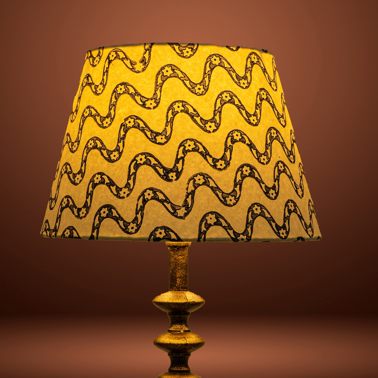 30cm straight empire premium hardback lampshade in block printed paper by Lampenschirm India
