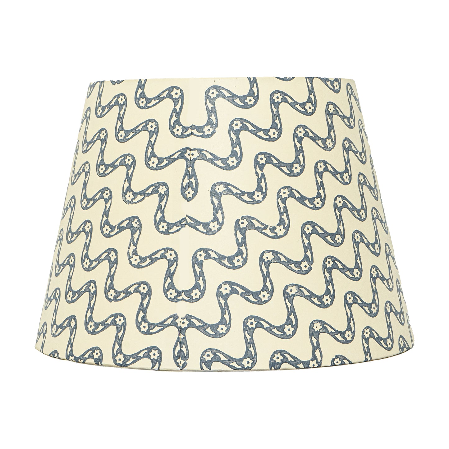 40cm straight empire premium hardback lampshade in block printed paper by Lampenschirm India, House of Lampshades. Blue Paper Lamp Shades