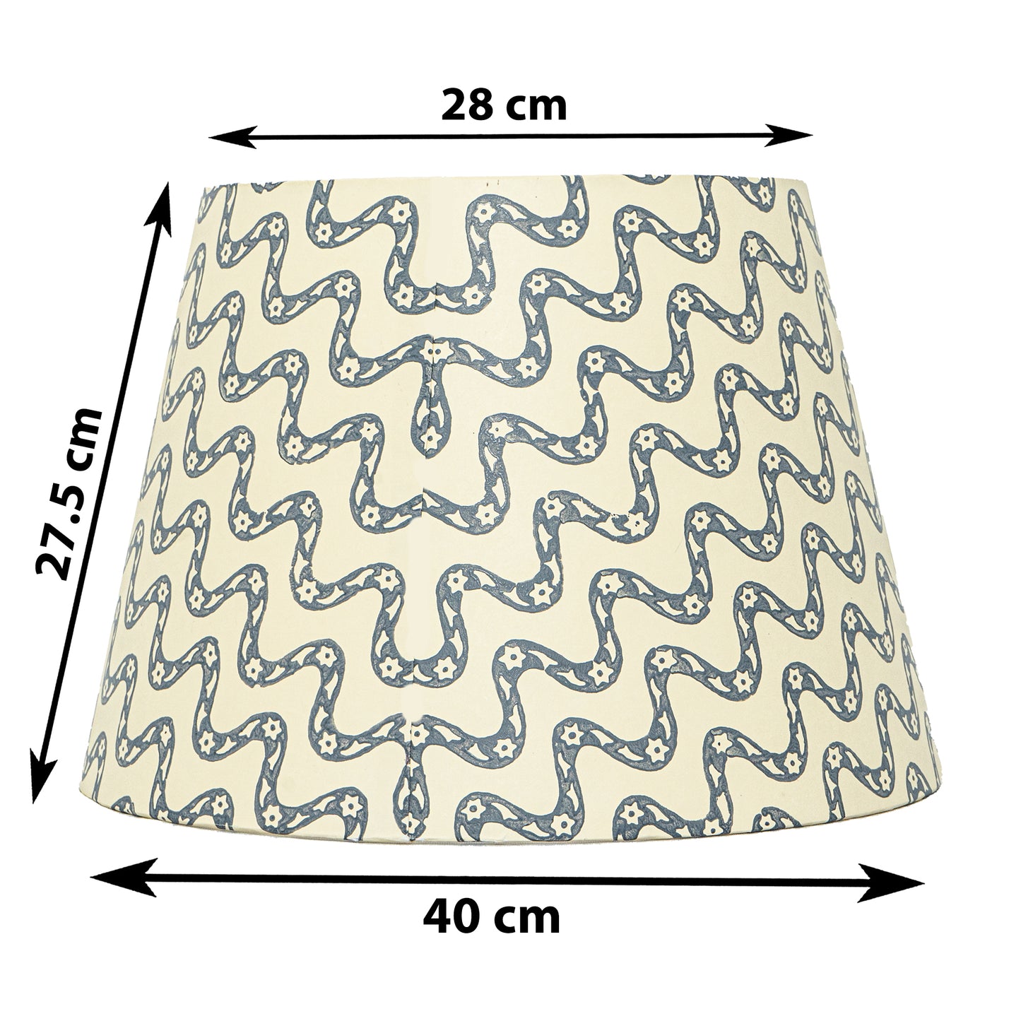 40cm straight empire premium hardback lampshade in block printed paper by Lampenschirm India