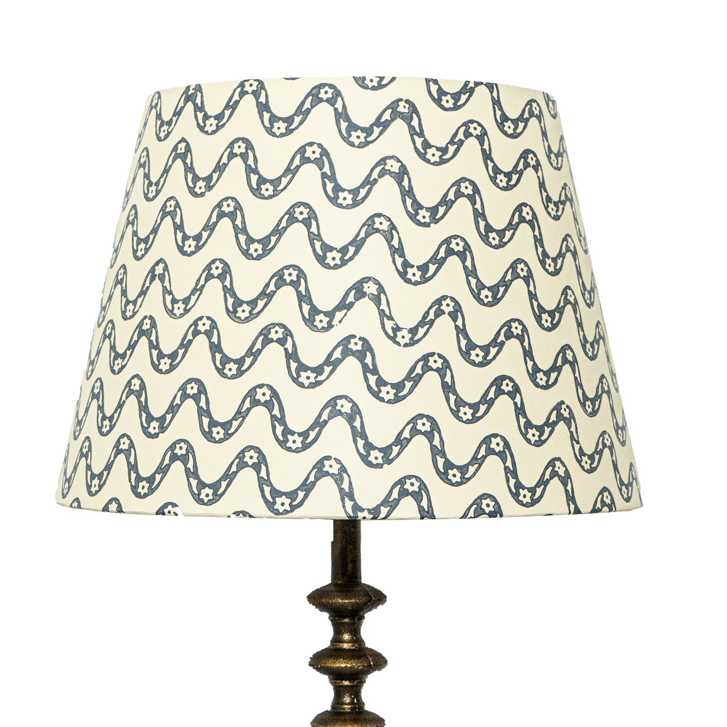 40cm straight empire premium hardback lampshade in block printed paper by Lampenschirm India