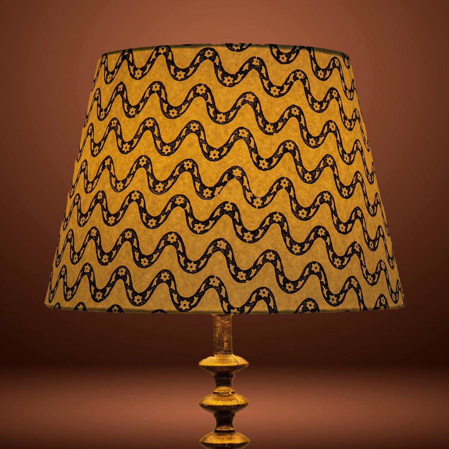 40cm straight empire premium hardback lampshade in block printed paper by Lampenschirm India